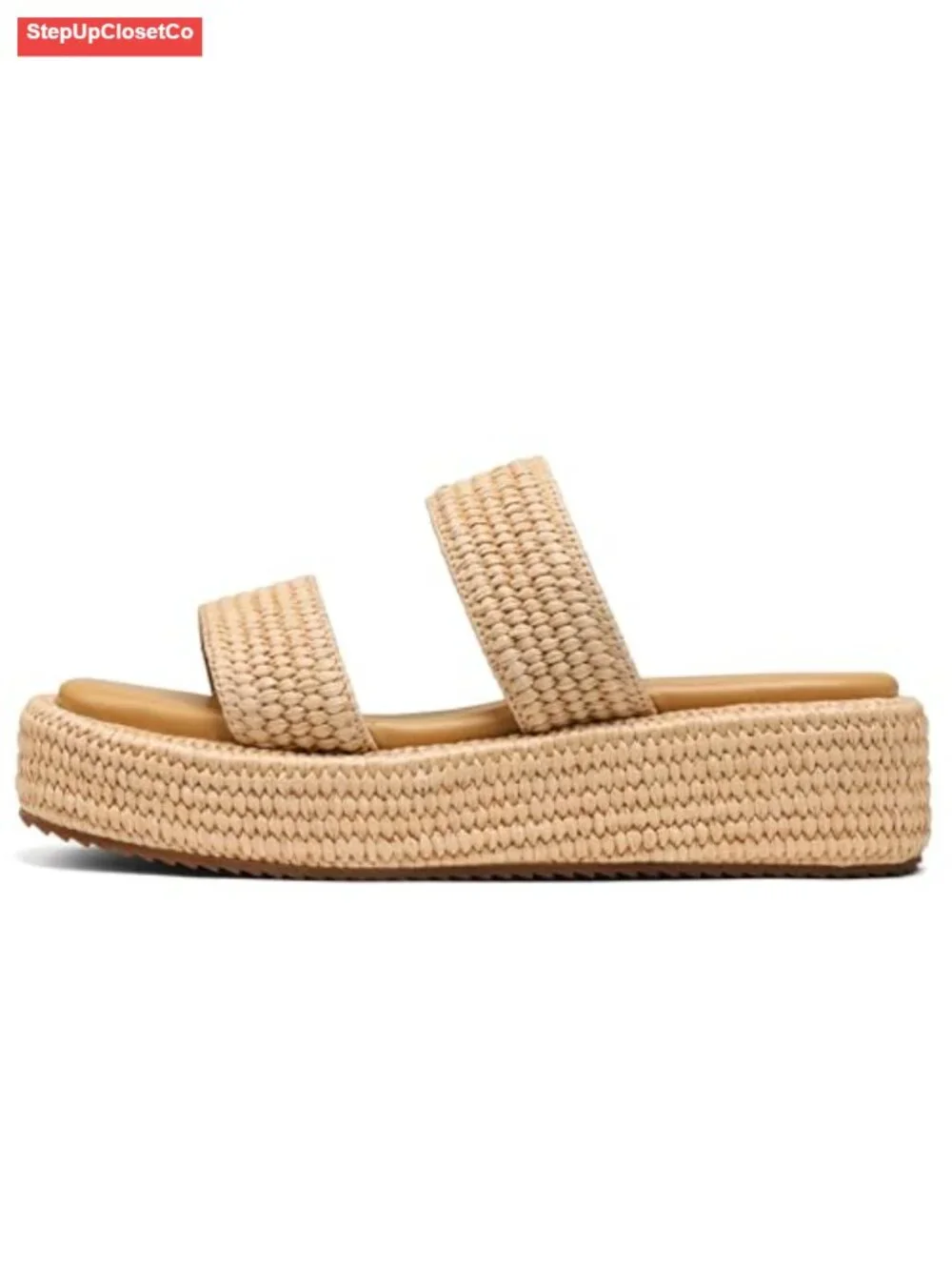 Platform Espadrille Wedges Slip On Boho Sandals Jute Woven Non-Slip Sole